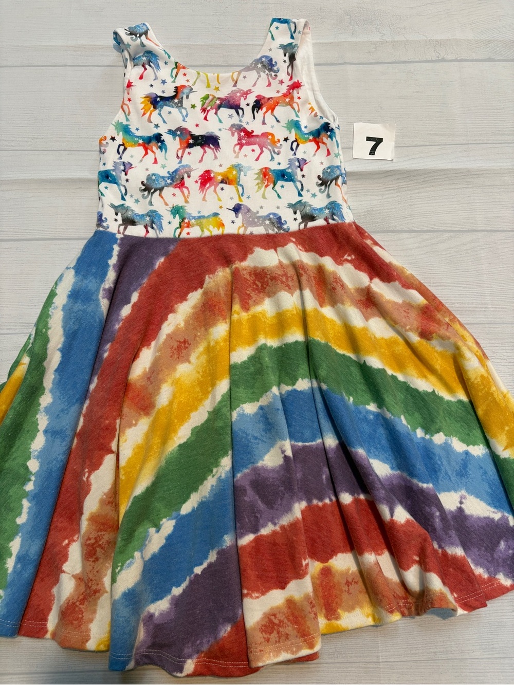 Malia and Kai Girls' Rainbow Unicorn Tank Dress - Multicolor